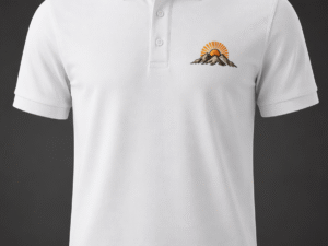 Men’s Classic Polo Shirt Casablanca t shirt on male model wearing white streetwear with Atlantic coast Morocco design