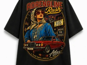 Atlas Adrenaline Rush T-Shirt oversized black Moroccan streetwear graphic back print