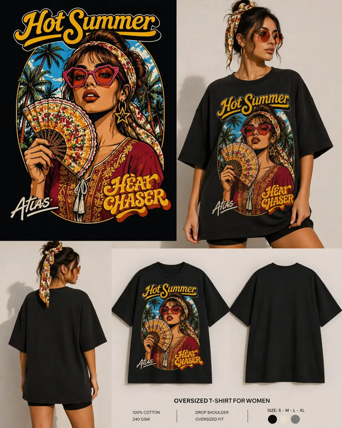 Atlas Adrenaline Rush T-Shirt oversized black Moroccan streetwear graphic back print